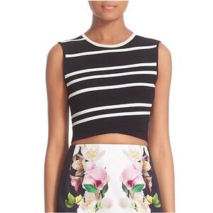 Ted Baker London Striped Sleeveless Knit Cropped Top‎ Black White Size 1